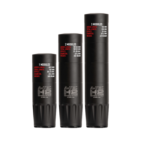 Tlumič A-TEC, model H2, 3 modulový, pro ráže do .30" (7,62mm), na závit 5/8"-24 UNEF